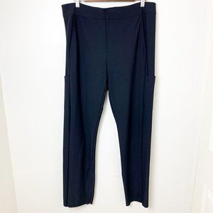 Athleta side pocket black trouser straight leg flat front zipper ankle 16T